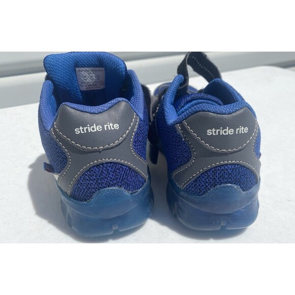Stride Rite Made to Play Kids Size 1 Shark Shoes Water Blue Lighted Hook & Loop - Picture 6 of 13